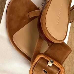 veronica beard caramel color suede sandal